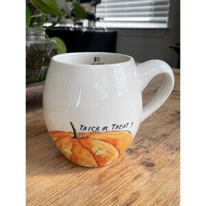 Rae Dunn Magenta Halloween "Trick or Treat" pumpkin mug